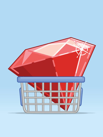 Shopping Basket Gem Diamond Ruby Crystalのイラスト素材