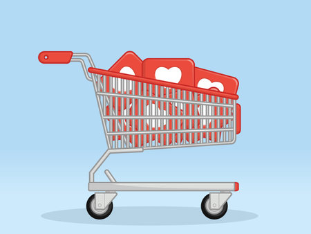 Shopping Trolley Love Heart Social Reactionのイラスト素材