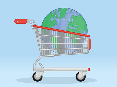 Shopping Trolley World Globe Buying Dominationのイラスト素材