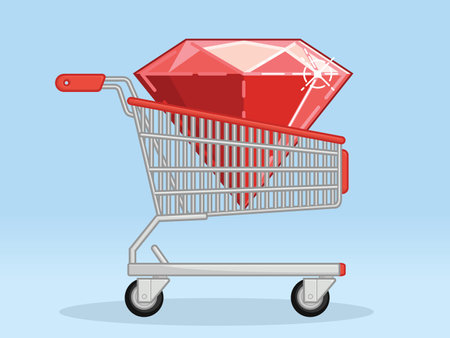Shopping Trolley Gem Crystal Game Rubyのイラスト素材