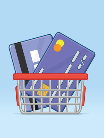 Shopping Basket Credit Debit Card Applicationのイラスト素材