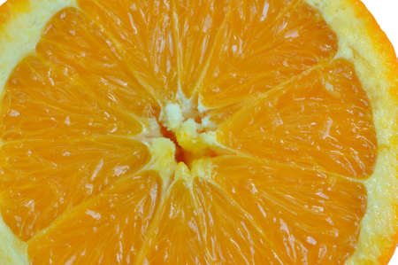 Closeup of a single slice of orangeの写真素材