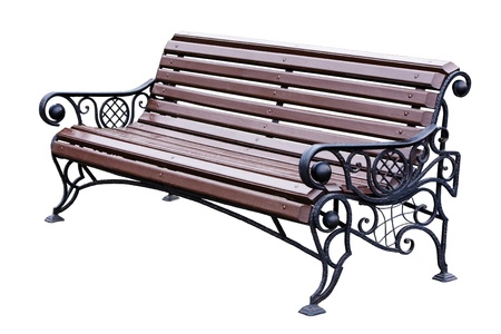 Forged decorative bench. Isolated over white background.の写真素材