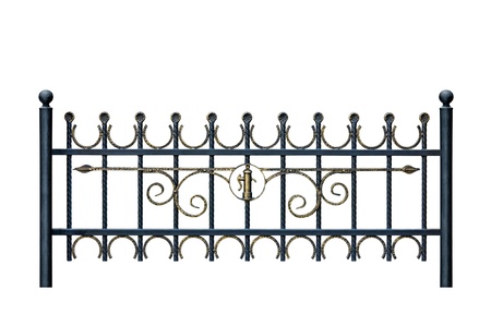 Original forged decorative  fence. Isolated over white background.の写真素材
