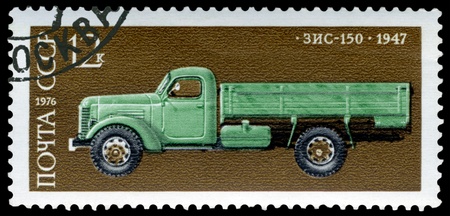 USSR - CIRCA 1976: A stamp printed in the USSR shows  soviet automobile  ZIS - 150 -1947 ,  series, circa 1976.の写真素材