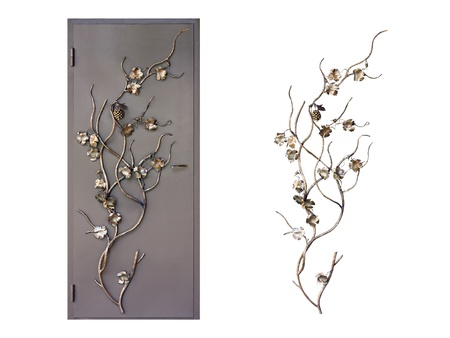 Forged  decorative  door  and  insulated ornament.  Isolated over white background.の写真素材