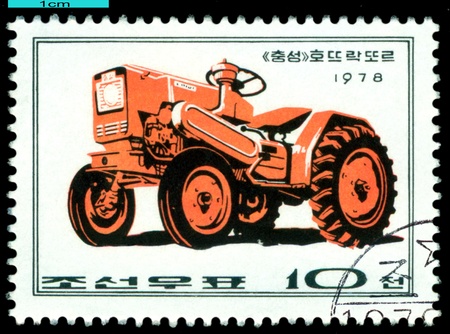 DPR KOREA - CIRCA 1978  a stamp printed by  DPR Korea , shows   Chungsong  tractor, Farm  Machines,...