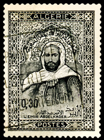Algeria -CIRCA 1968  A Stamp printed in the  Algeria  shows Emir Abdel Kader, circa 1968の写真素材
