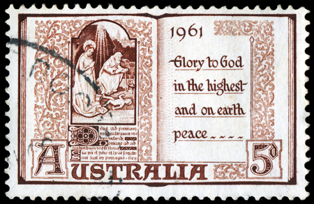  Australia - CIRCA 1961  a stamp printed by Australia, shows bible story, circa 1961の写真素材