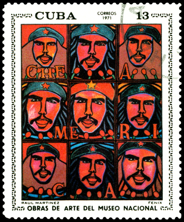  Cuba - CIRCA 1971  a stamp printed by Cuba  shows a picture of artist  Raul Martinez  Fenix , circa 1971のeditorial素材