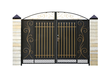 Wrought,  iron  Gate. Isolated over white background.の写真素材