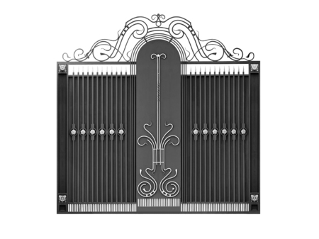 Modern  iron  decorative  gates.  Isolated over white background.の写真素材