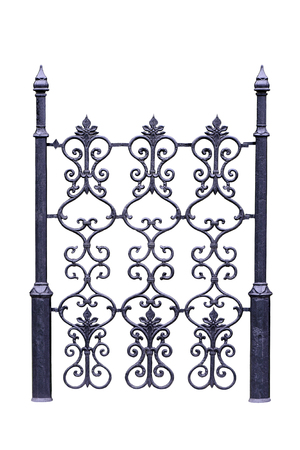 Decorative old fence for the park, garden. Isolated over white background.の写真素材