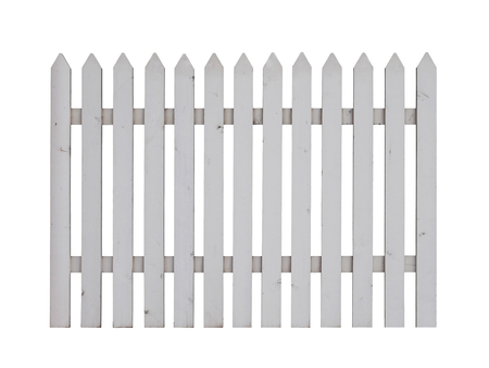 Wooden banisters, fence. Isolated over white background.の写真素材