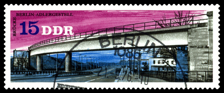 STAVROPOL, RUSSIA - February 14, 2019: a stamp printed by Germany shows Overpass Berlin-Adlergestell., circa 1976のeditorial素材