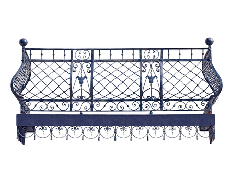 Old wrought balcony. Isolated over white background.の写真素材