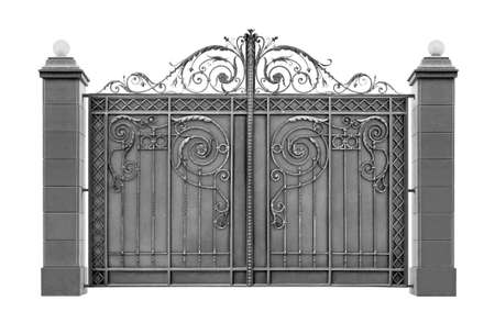 Forged gates with patterns. isolated on white background.の写真素材