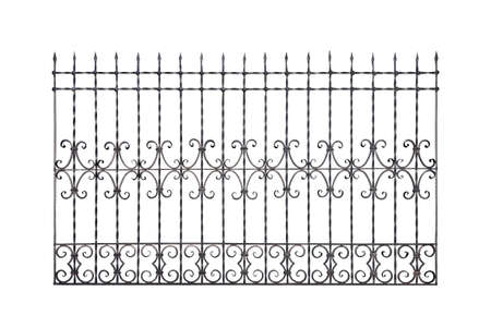 Old straight decorative fence. Isolated over white background.の写真素材