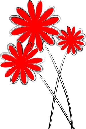 set of three red flowersのイラスト素材