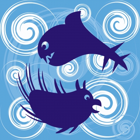 set of two sea monstersのイラスト素材