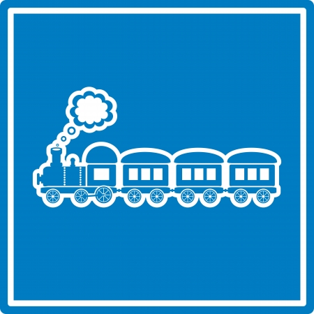 cute blue train on blue background isolatedのイラスト素材