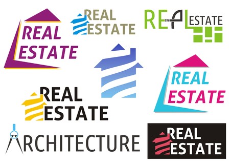 eight colorful real estate and architecture company symbolsのイラスト素材
