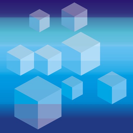 Abstract modern blue background with eight blue cubesのイラスト素材
