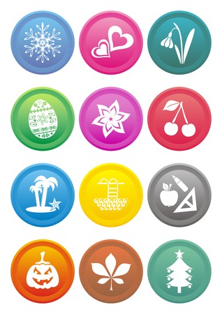 Original set of colourful calendar icons with month symbolsのイラスト素材