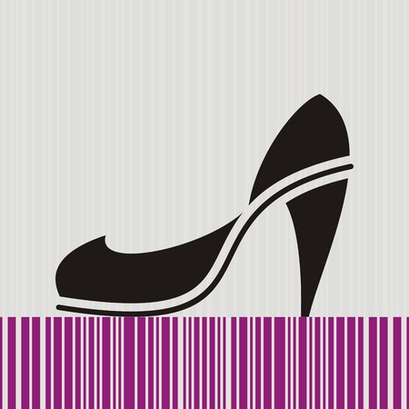 Black high heel woman shoe isolated on retro striped backgroundのイラスト素材