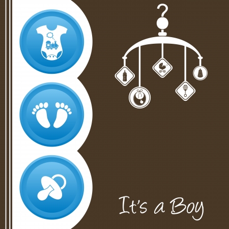 Cute baby boy shower design - blue, white and brownのイラスト素材