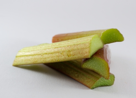 four rhubarb stripes on the white background isolatedの写真素材
