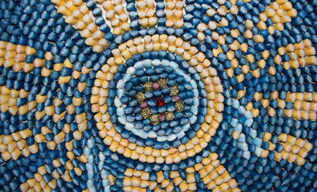 blue and yellow indian pattern backgroundの写真素材