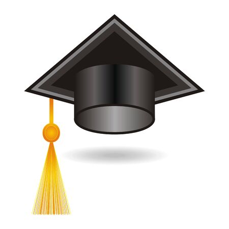 Graduation black cap with tassel on white backgroundのイラスト素材
