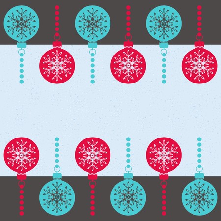 Colored retro christmas card with christmas bulbsのイラスト素材