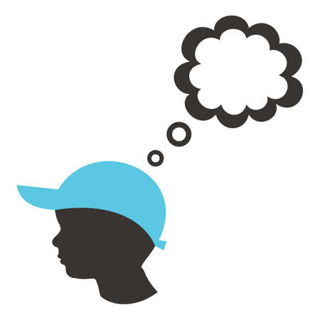 Silhouette of boy head with empty speech bubbleのイラスト素材