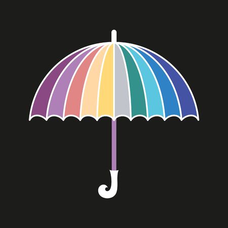Abstract vector rainbow colored umbrella on black backgroundのイラスト素材