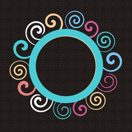 Dark vector vintage background with colorful round ornamentのイラスト素材