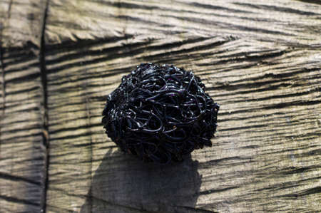 very old brown wood texture background with chainの写真素材