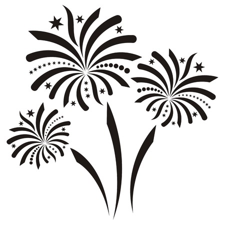 Beautiful black vector firework isolated on white backgroundのイラスト素材