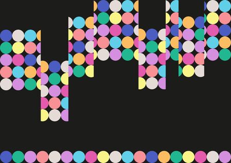 Black abstract vector background with rainbow colored circlesのイラスト素材