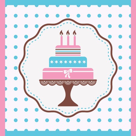 Beautiful vintage happy birthday card with cakeのイラスト素材
