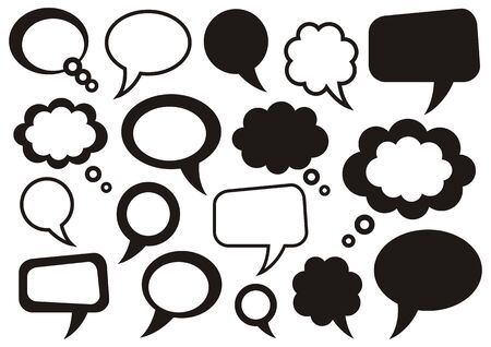 Set of vector black speech and thought bubblesのイラスト素材