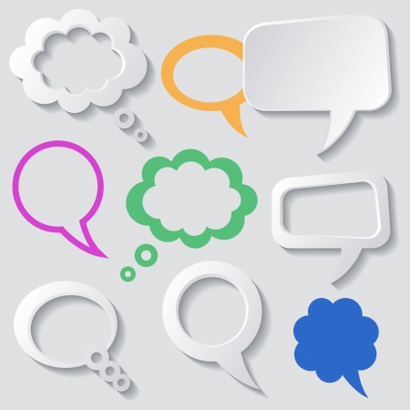 Speech and thought bubbles with shadows grey backgroundのイラスト素材
