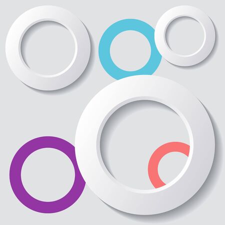 White and colorful rings with shadows grey backgroundのイラスト素材