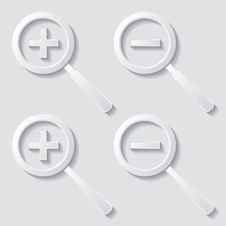Set of four white zoom icons with shadowsのイラスト素材