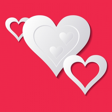 Vector happy valentine's day card with white heartsのイラスト素材