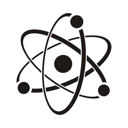 Black vector illustration of atom icon on whiteのイラスト素材