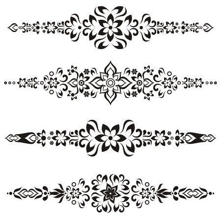 Black vector vintage design ornamental elements for decorationのイラスト素材
