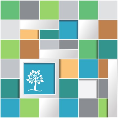 Infographic ecology background with colorful squares and windowのイラスト素材