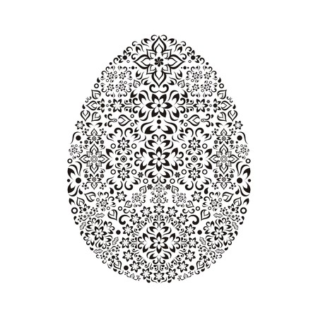 Black vector easter egg floral design element isolatedのイラスト素材